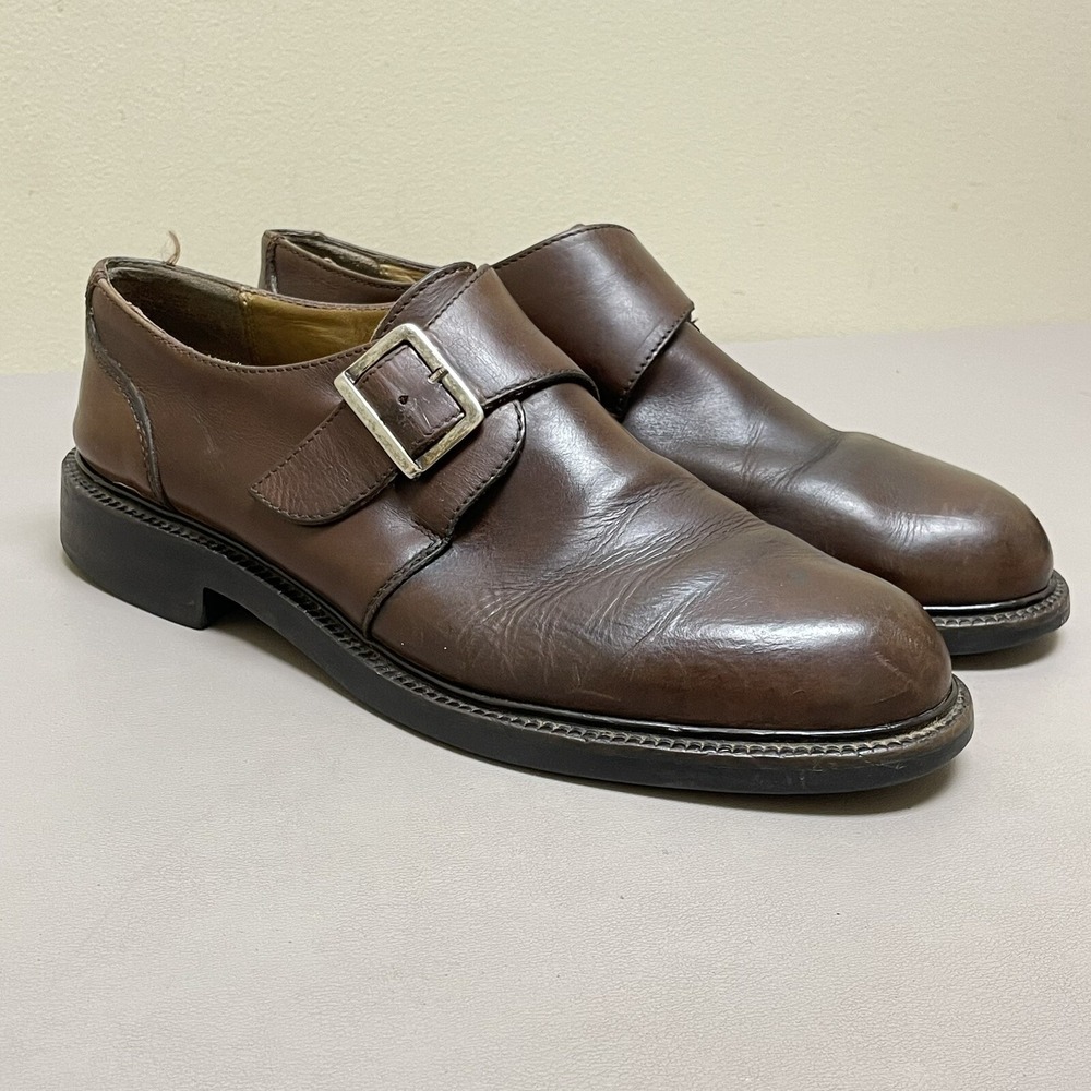 Kenneth Cole Monk Strap Dress Shoes Men 11.5 Brown Leather Loafer Y2K Italy Made